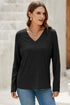 V-Neck Long Sleeve Relaxed Fit Pullover Top